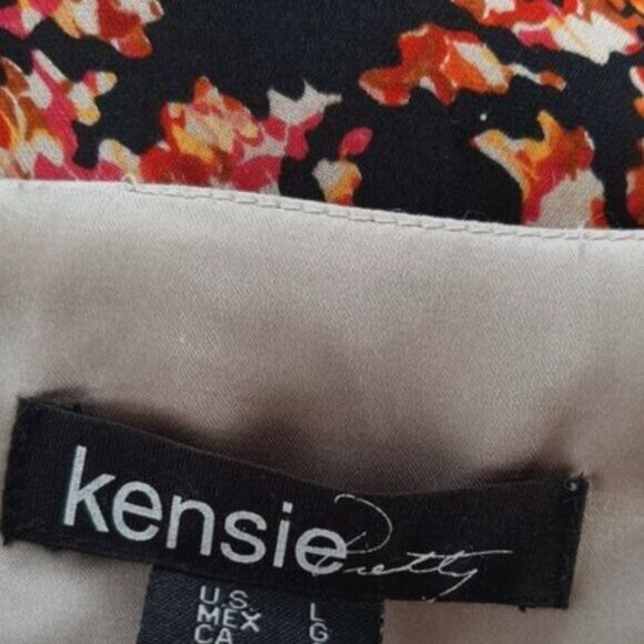 KENZIE Pretty / 100% Silk Flowy V-Neck Midi Knee Length Dress Abstract Floral M - Picture 14 of 15